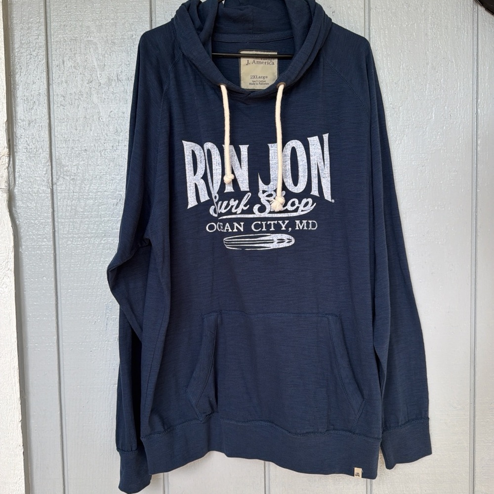 100 % cotton Ron Jon Surf Shop Navy Blue lightweight Graphic Hoodie size XXL